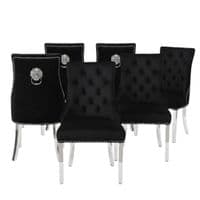 Set of 6 Majestic Hudson Black Leather Lion Knocker Dining Chairs