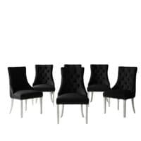 Set of 6 Majestic Hudson Black Leather Lion Knocker Dining Chairs