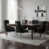 Set of 6 Majestic Hudson Black Leather Lion Knocker Dining Chairs