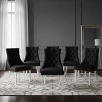 Set of 6 Majestic Hudson Black Leather Lion Knocker Dining Chairs
