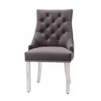 Set of 6 Minister Grey Brushed Velvet Lion Knocker Dining Chairs