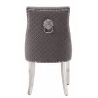 Set of 6 Minister Grey Brushed Velvet Lion Knocker Dining Chairs