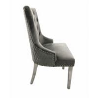 Set of 6 Minister Grey Brushed Velvet Lion Knocker Dining Chairs