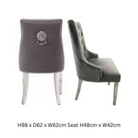 Set of 6 Minister Grey Brushed Velvet Lion Knocker Dining Chairs