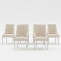 Set of 6 Minister Mink Brushed Velvet Lion Knocker Chairs with Pearls
