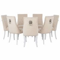 Set of 6 Minister Mink Brushed Velvet Lion Knocker Chairs with Pearls
