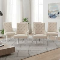 Set of 6 Minister Mink Brushed Velvet Lion Knocker Chairs with Pearls