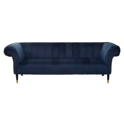Siena Three Seat Midnight Velvet Sofa