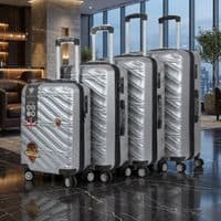 Silver 4-Piece ABS Luggage Set - TSA Lock & 360° Spinner Wheels