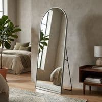Silver Arch Metal Mirror 60x165cm - Modern Bevelled Wall & Floor Mirror