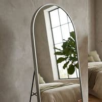 Silver Arch Metal Mirror 60x165cm - Modern Bevelled Wall & Floor Mirror