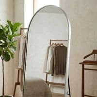 Silver Arch Metal Mirror 60x165cm - Modern Bevelled Wall & Floor Mirror