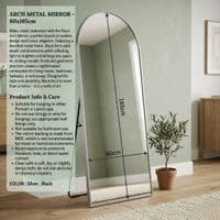Silver Arch Metal Mirror 60x165cm - Modern Bevelled Wall & Floor Mirror