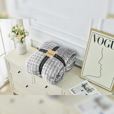 Silver Bubble Jacquard Throw Supersoft Sofa Bed Blanket 200x240cm