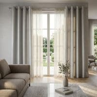 Silver Faux Silk Fully Lined Eyelet Curtains - 1 Pair,