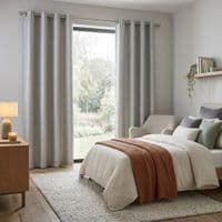 Silver Faux Silk Fully Lined Eyelet Curtains - 1 Pair,