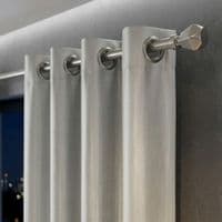 Silver Faux Silk Fully Lined Eyelet Curtains - 1 Pair,