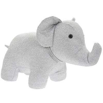 Silver Glitter Bling Elephant Doorstop