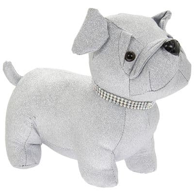 Silver Glitter Bling Pug Doorstop