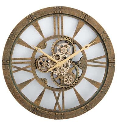 Skeleton Gears Wall Clock Gold 60Cm