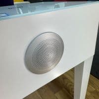 Smart White Glass LED Bedside Table - Wireless Charging & Speaker