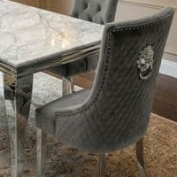 Sofia 1.5m Grey Marble Dining Table & 4 Minister Grey Lion Chairs