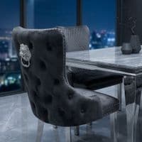 Sofia 1.5m Grey Marble Dining Table & 4 Victoria Grey Silver Chairs