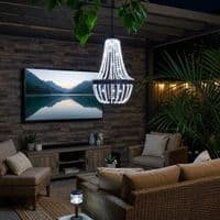Solar Powered Acrylic Crystal Garden Chandelier - Cool White LED