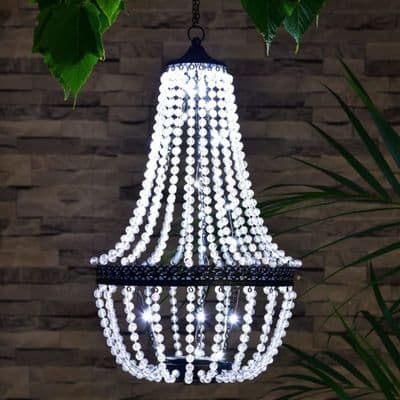 Solar Powered Acrylic Crystal Garden Chandelier - Cool White LED