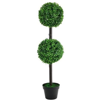 Solar Powered Two Ball Topiary Tree - White LED 93cm | Home Luxe Interior