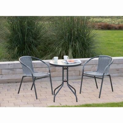 Sorrento Rattan Effect Bistro Set 3pc – Home Luxe Interior