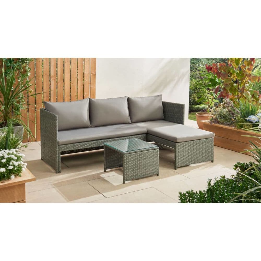 Sorrento Reversible Rattan Effect Corner Sofa With Coffee Table