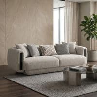 Sovana Cream Bouclé 232cm Sofa - Luxury Floating Base & Inset Arms