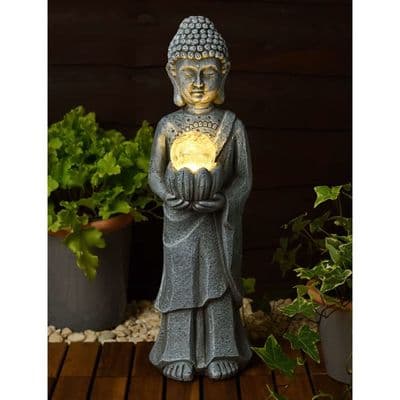 Standing Buddha with Solar Light | Home Luxe Interior