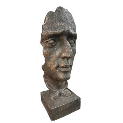 Stone Effect Face Sculpture - 95cm weathered Indoor/Outdoor Bust