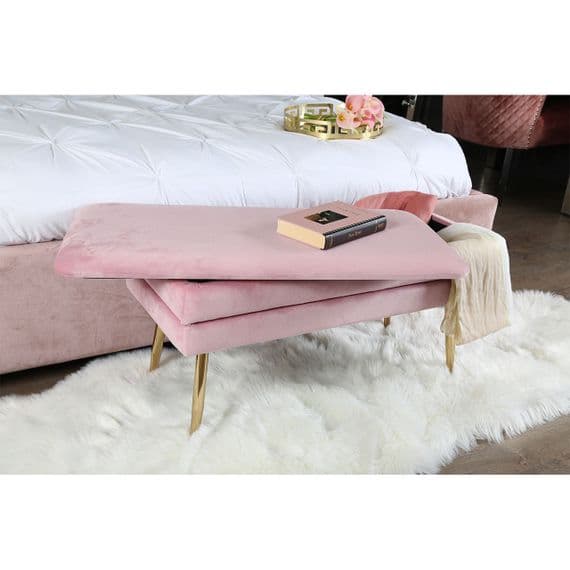Storage Bench Pink Gold Legs