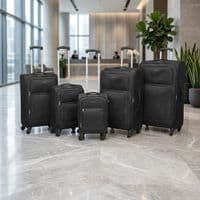 Sunrise Bags 5-Piece Trolley Luggage Set Lightweight Black Suitcases