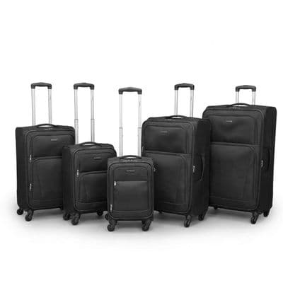 Sunrise Bags 5-Piece Trolley Luggage Set Lightweight Black Suitcases