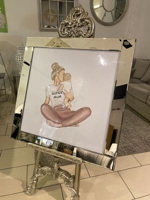 Supermum Pink Wall Art Mirror Frame 85Cm X 85Cm