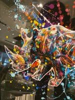 Supernova Rhino Multicolour Wall Art Mirror Frame 55Cm X 55Cm
