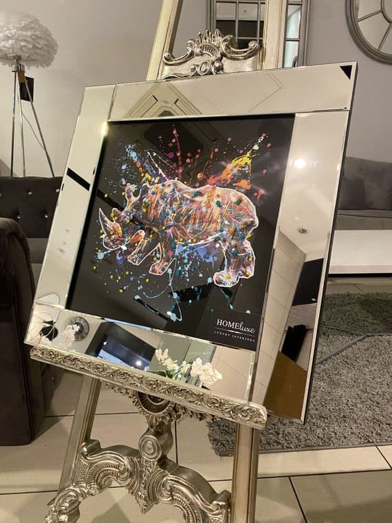 Supernova Rhino Multicolour Wall Art Mirror Frame 55Cm X 55Cm