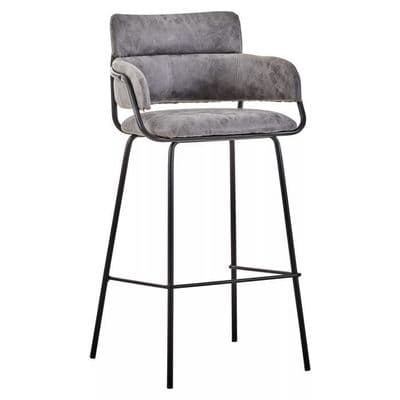 Tamzin Grey Faux Leather Bar Chair – Home Luxe Interior