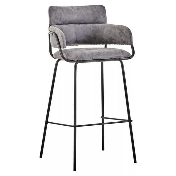 Tamzin Grey Faux Leather Bar Chair – Home Luxe Interior