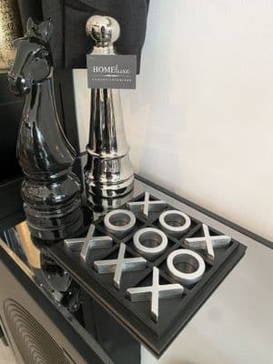 Tic-Tac-Toe Game Black Silver24cm