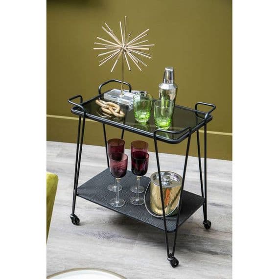 Trento Cart with Grey Glass Top – Home Luxe Interior