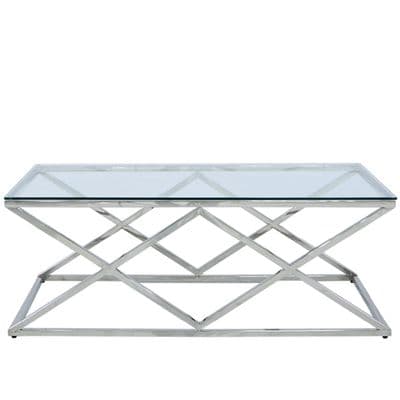 Triax Stainless Steel Coffee Table Glass Top