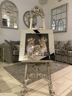 Triple Cheetah Crown Wall Art Mirror Frame 55Cm X 55Cm