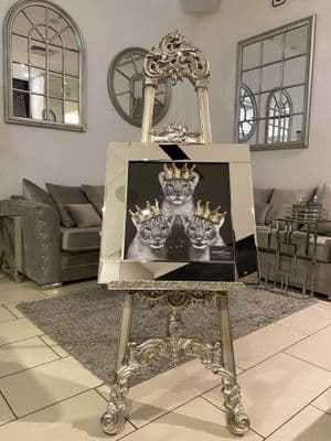 Triple Cubs Crown Wall Art Mirror Frame 55Cm X 55Cm