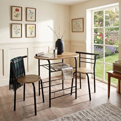 Tromso Breakfast Table Set 3pc – Rustic Oak Table & 2 Chairs