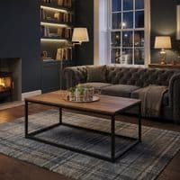 Tromso Dark Wood Coffee Table with Black Metal Frame for Living Room